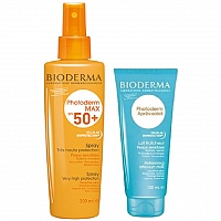 Биодерма Фотодерм MAX Набор (Фотодерм MAX Спрей SPF 50+ 200 мл + Фотодерм Молочко после солнца 100 мл) Bioderma PhotoDerm MAX